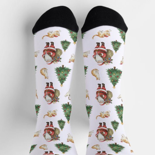 Cute Cats and Christmas Trees Pattern Socks  Socken (Oben)