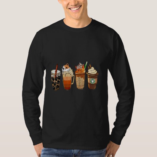 Cute Cats and Coffee Graphic Cat Owner Coffee T-Shirt (Vorderseite)