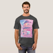 Cute cats cafe and the pink cherry trees blossom f T-Shirt (Vorne ganz)
