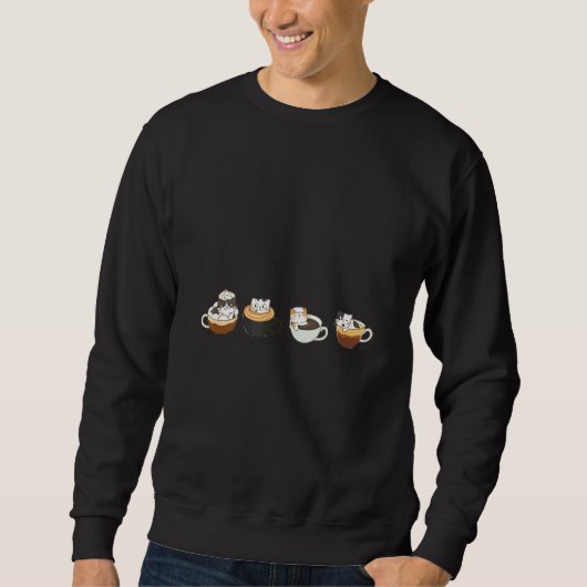 Cute Cats & Coffee Cup Graphic Cat Owner Coffee Sweatshirt (Vorderseite)