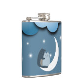 Cute Cats Cuddling on the Moon Art Flachmann (Rechts)