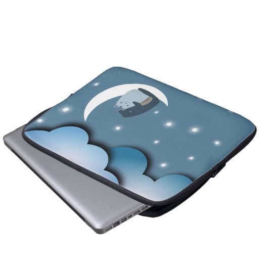 Cute Cats Cuddling on the Moon Art Laptopschutzhülle (Vorne Knopf)