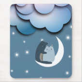 Cute Cats Cuddling on the Moon Art Mousepad (Vorne)