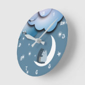 Cute Cats Cuddling on the Moon Art Runde Wanduhr (Winkel)
