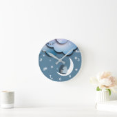 Cute Cats Cuddling on the Moon Art Runde Wanduhr (Zuhause)
