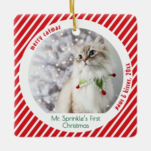 Cute Cats First Christmas Festive Keepsake  Keramikornament (Vorderseite)
