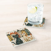 Cute Cats Glasuntersetzer (Schrägansicht)