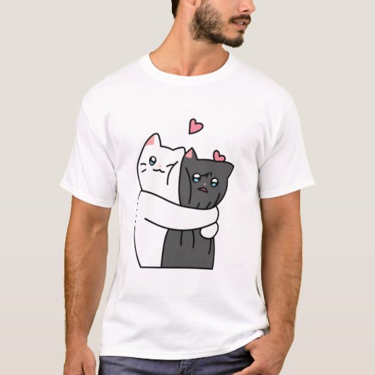 Cute Cats Hugs with Love  T-Shirt (Vorderseite)