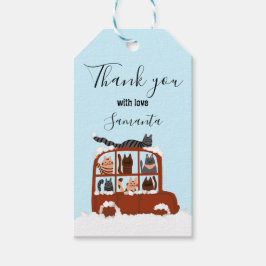 Cute Cats in car Winter Birthday Baby Gift Geschenkanhänger