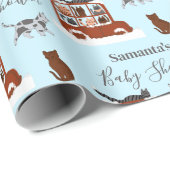 Cute Cats in car Winter Birthday Baby Gift Geschenkpapier (Rolleneckpunkt)