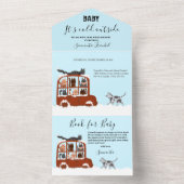 Cute Cats in car Winter Cold Baby Shower All In One Einladung (Innen Boden)