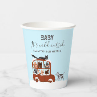 Cute Cats in car Winter Cold Baby Shower Pappbecher