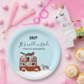 Cute Cats in car Winter Cold Baby Shower  Pappteller (Party)