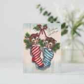 Cute Cats in Crhistmas Socks Postkarte (Stehend Vorderseite)