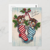 Cute Cats in Crhistmas Socks Postkarte (Vorne/Hinten)