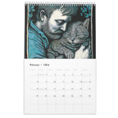 Cute Cats in Linocut – 2026 Calendar Kalender (Feb 2026)