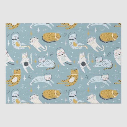 Cute cats in silly space suits children's pattern seidenpapier (Vorderseite)