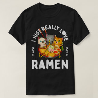 Cute Cats Love Ramen Bowl Design T-Shirt