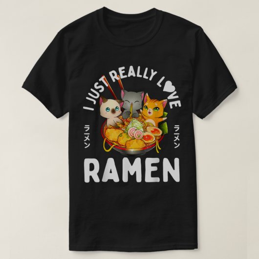Cute Cats Love Ramen Bowl Design T-Shirt (Design vorne)