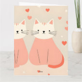 Cute Cats Love Valentine Hearts Pattern Coral Pink Karte (Rückseite)