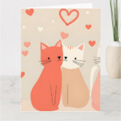 Cute Cats Love Valentine Hearts Pattern Coral Pink Karte (Vorderseite)