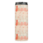 Cute Cats Love Valentine Hearts Pattern Coral Pink Thermosbecher (Rückseite)