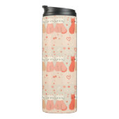 Cute Cats Love Valentine Hearts Pattern Coral Pink Thermosbecher (Nach rechts gedreht)