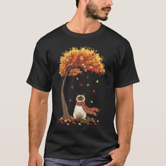 Cute Cats Lover Siamese Cat Fall Autumn T-Shirt (Vorderseite)