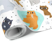 Cute cats Pattern Birthday for Cats Geschenkpapier (Rolleneckpunkt)
