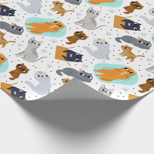 Cute cats Pattern Birthday for Cats Geschenkpapier (Ecke)