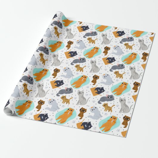 Cute cats Pattern Birthday for Cats Geschenkpapier (Ungerollt)