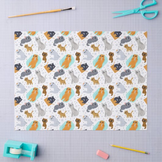 Cute cats Pattern Birthday for Cats Seidenpapier (Basteln)