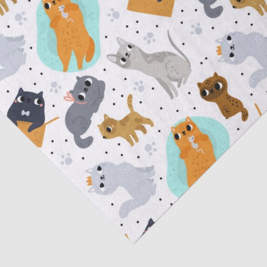 Cute cats Pattern Birthday for Cats Seidenpapier (Detail)