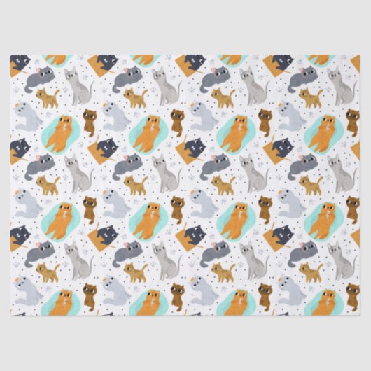 Cute cats Pattern Birthday for Cats Seidenpapier (Vorderseite)