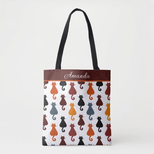 Cute Cats Pattern Personalized Tasche (Vorderseite)