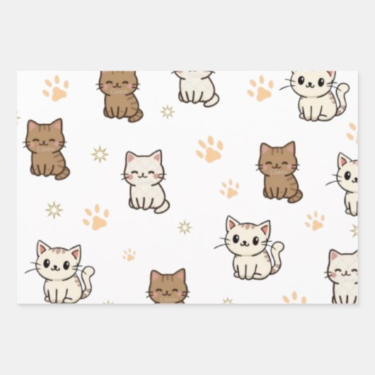 Cute Cat's Paw Gift Wrap Sheets | Rim-Jhim Designs Geschenkpapier Set (Vorderseite 2)