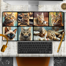 Cute Cats Personalized Photo Collage Schreibtischunterlage
