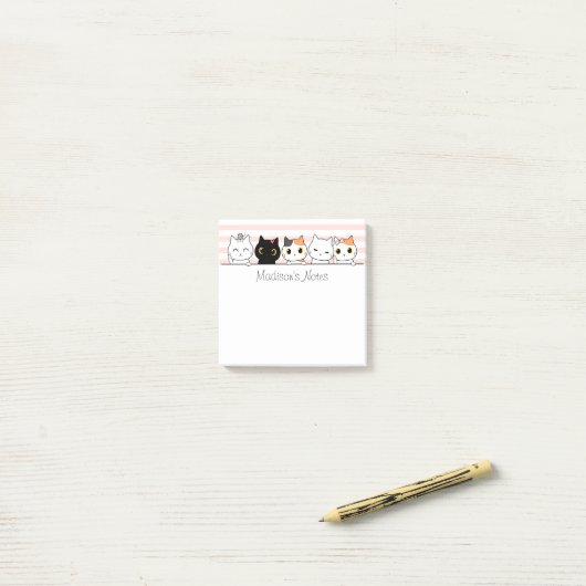 Cute Cats Personalized Post-it Klebezettel (Auf Schreibtisch)
