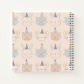 Cute Cats Rabbits and Bears Faces Pastel Pattern Notizblock (Rückseite)
