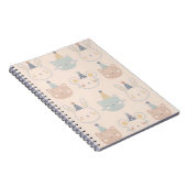 Cute Cats Rabbits and Bears Faces Pastel Pattern Notizblock (Rechte Seite)