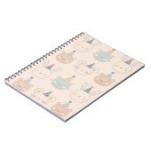 Cute Cats Rabbits and Bears Faces Pastel Pattern Notizblock (Linke Seite)