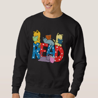cute cats reading books librarian teacher graphic sweatshirt