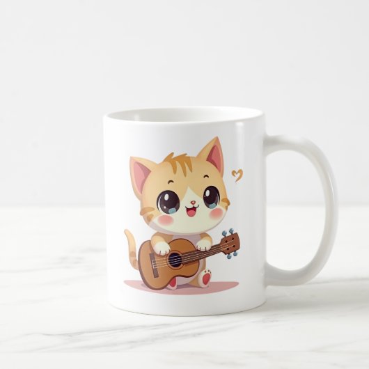 Cute Cat's Ukulele Moment Kaffeetasse (Rechts)