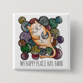 Cute Cat's Yarn Heaven Knitting Wool Knitters Button (Vorderseite)