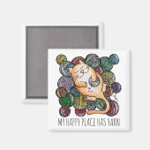 Cute Cat's Yarn Heaven Knitting Wool Knitters Magnet (Vorderseite/Rückseite)