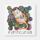 Cute Cat's Yarn Heaven Knitting Wool Knitters Magnet (Vorne)