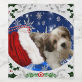 Cute Cavachon Christmas Puppy Weinetikett (Einzelnes Label)
