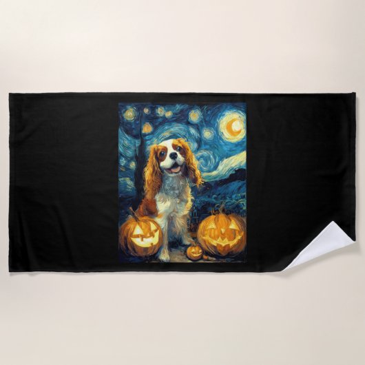 Cute Cavalier King Charles Spaniel Dog Halloween J Strandtuch (Vorderseite)