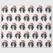 Cute Cavalier King Charles Spaniel with Santa Hat  Geschenkpapier (Flach)