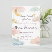 Cute Celestial Baby Shower Invitation | Watercolor Einladung (Stehend Vorderseite)